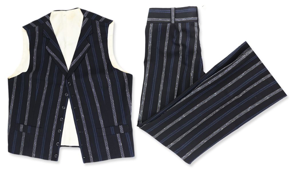 John Entwistle Personally Owned & Worn Blue Pinstripe Vest & Trousers -- Stage Clothes Custom Made for Entwistle